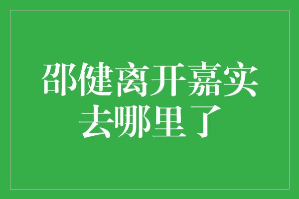 邵健离开嘉实去哪里了