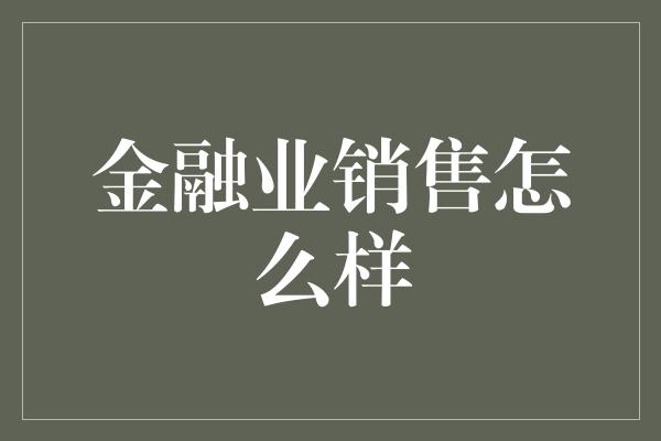 金融业销售怎么样