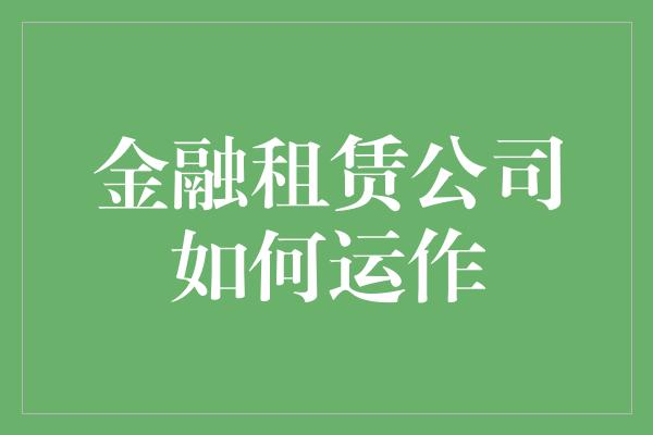 金融租赁公司如何运作