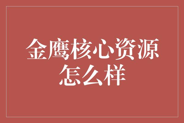 金鹰核心资源怎么样