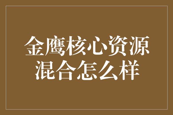 金鹰核心资源混合怎么样