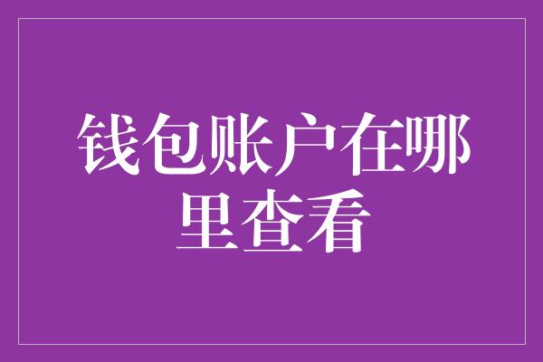 钱包账户在哪里查看