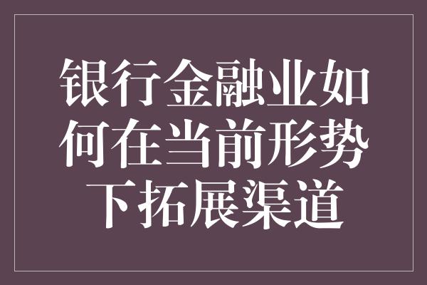 银行金融业如何在当前形势下拓展渠道