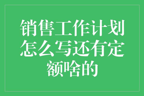 销售工作计划怎么写还有定额啥的