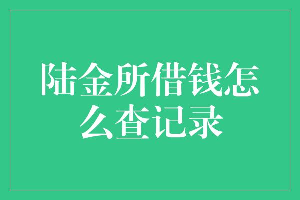 陆金所借钱怎么查记录