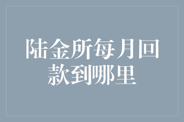 陆金所每月回款到哪里