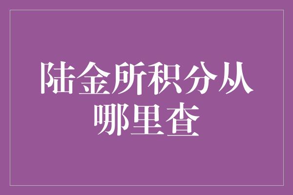 陆金所积分从哪里查