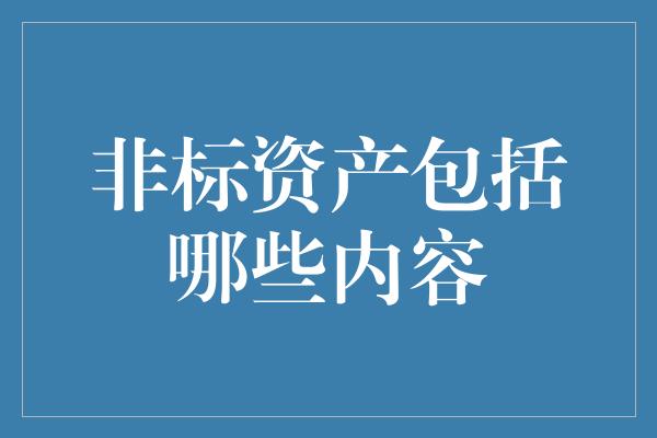 非标资产包括哪些内容