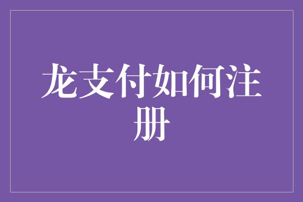 龙支付如何注册