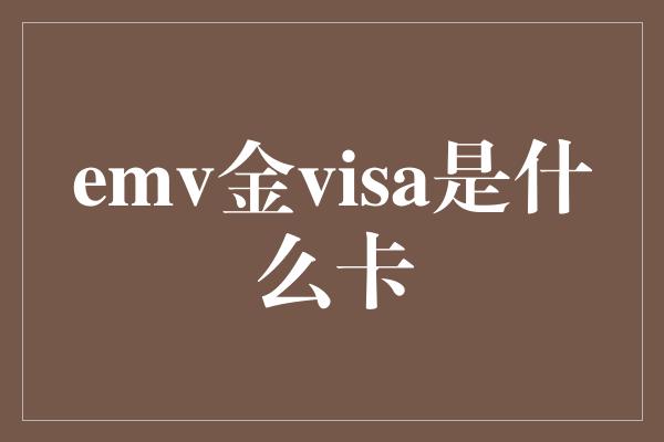 emv金visa是什么卡