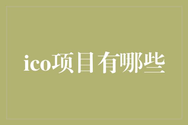 ico项目有哪些