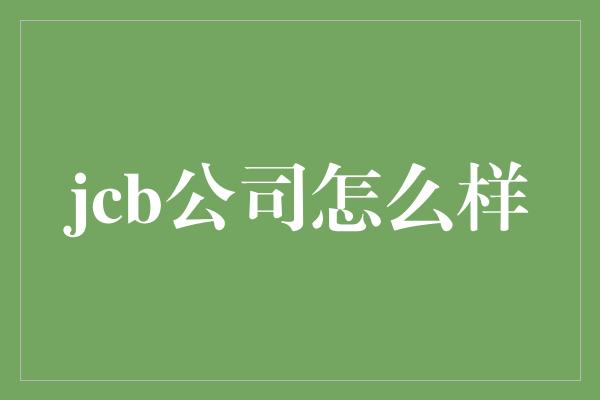 jcb公司怎么样