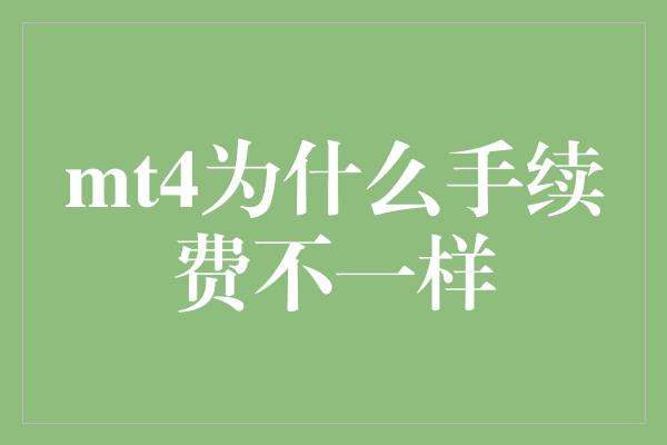 mt4为什么手续费不一样