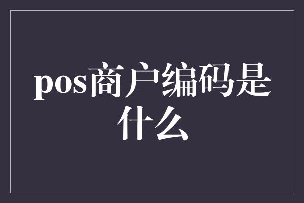 pos商户编码是什么