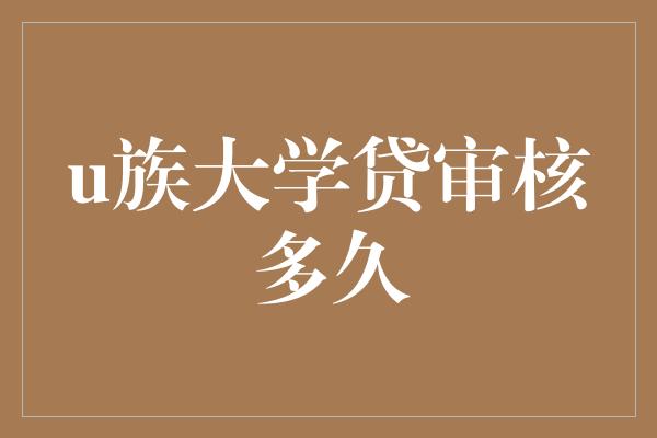 u族大学贷审核多久